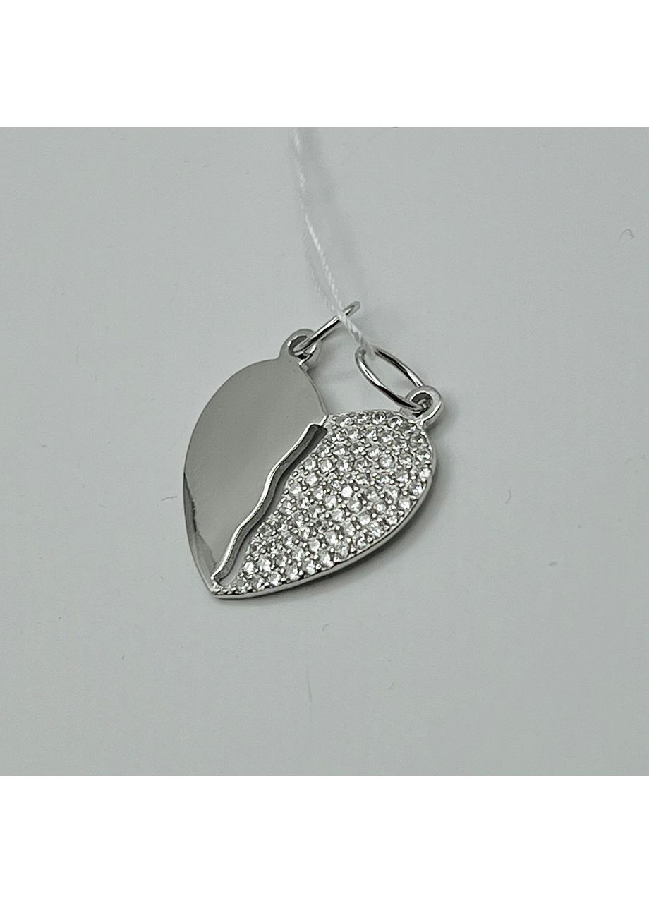 Кулон срібний парний з кубічним цирконієм "Серце" 2,45 г No Brand (369737206)