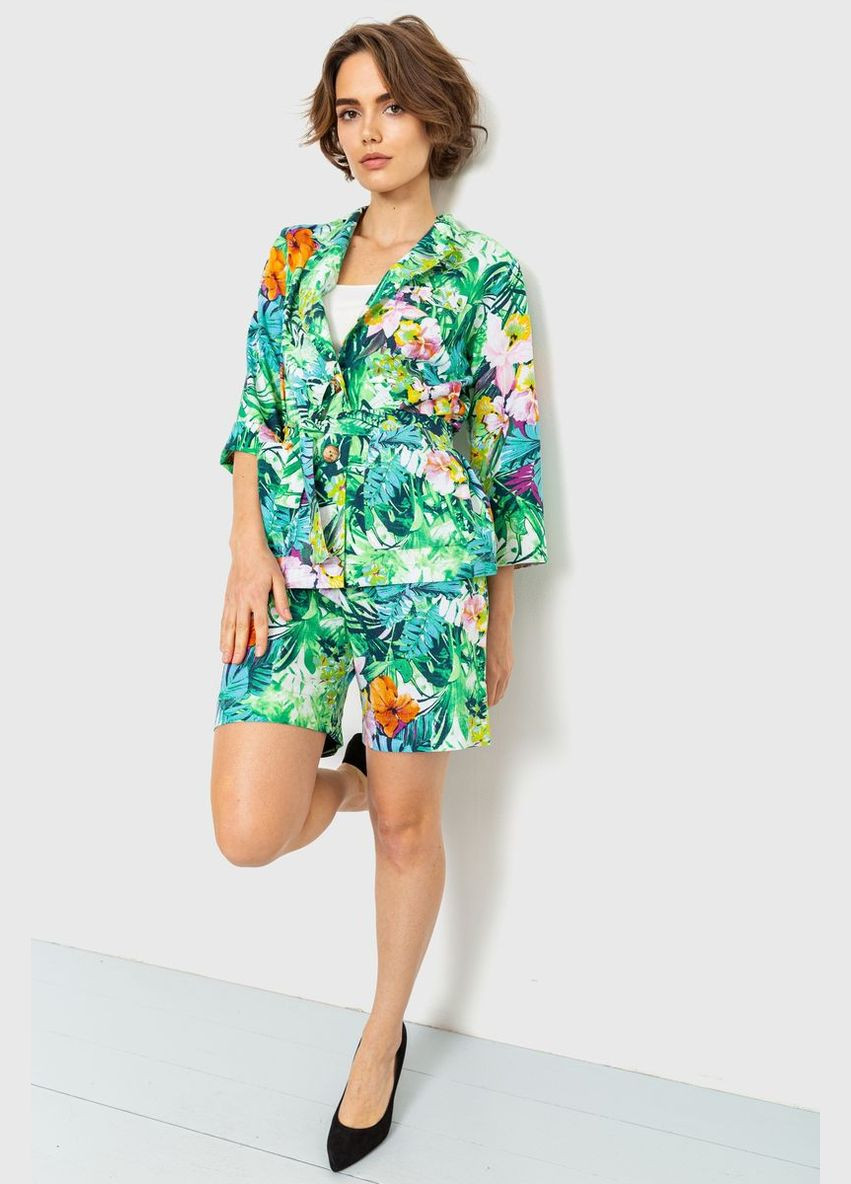 Костюм жіночий з квітковим принтом, колір зелено-рожевий, 115R0451. Kamomile (318092224)