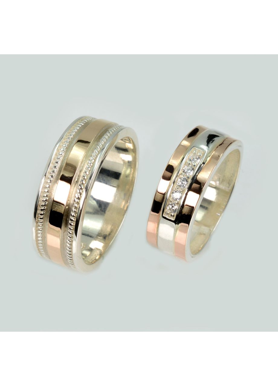 Пара серебряных обручек с золотом Silver Style (367112238)