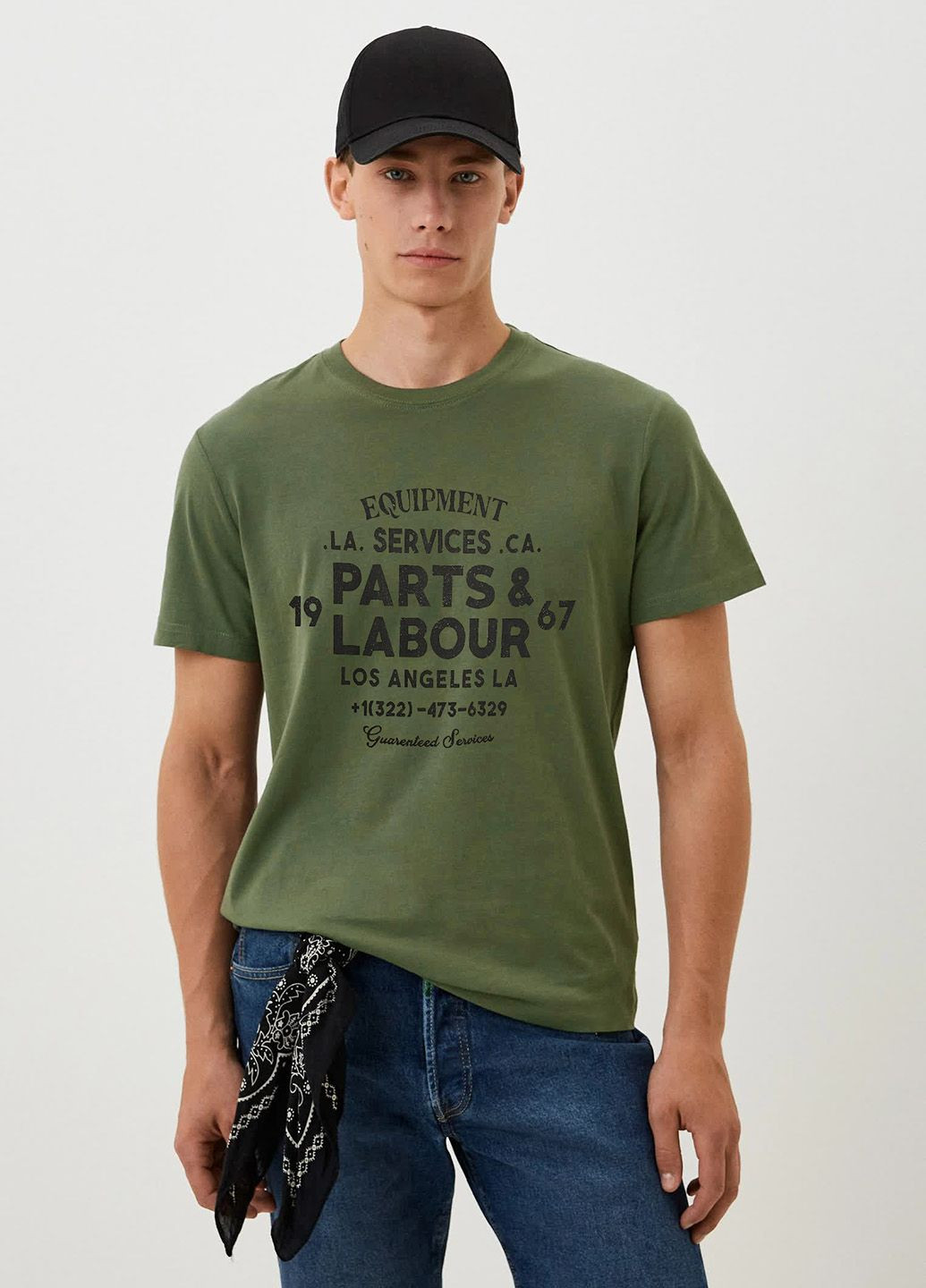 Хакі (оливкова) футболка з принтом Threadbare