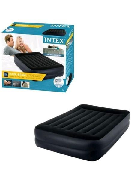 Надувная двуспальная кровать - матрас со встроенным насосом 152х203х42 см Intex (346048426)