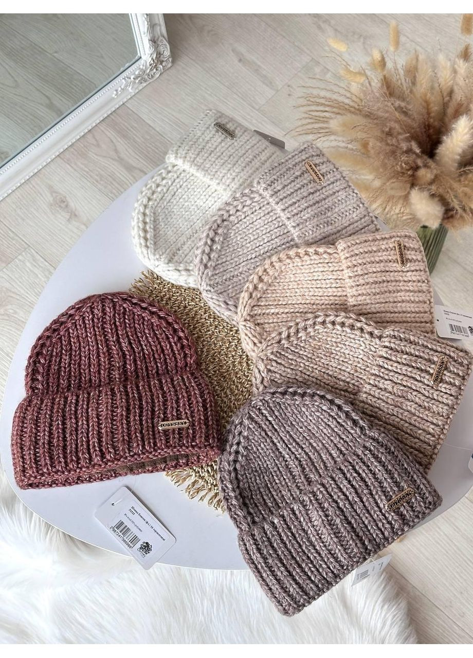 Женская шапка стильная красивая. Мужская шапка с двойным отворотом No Brand (362917710)