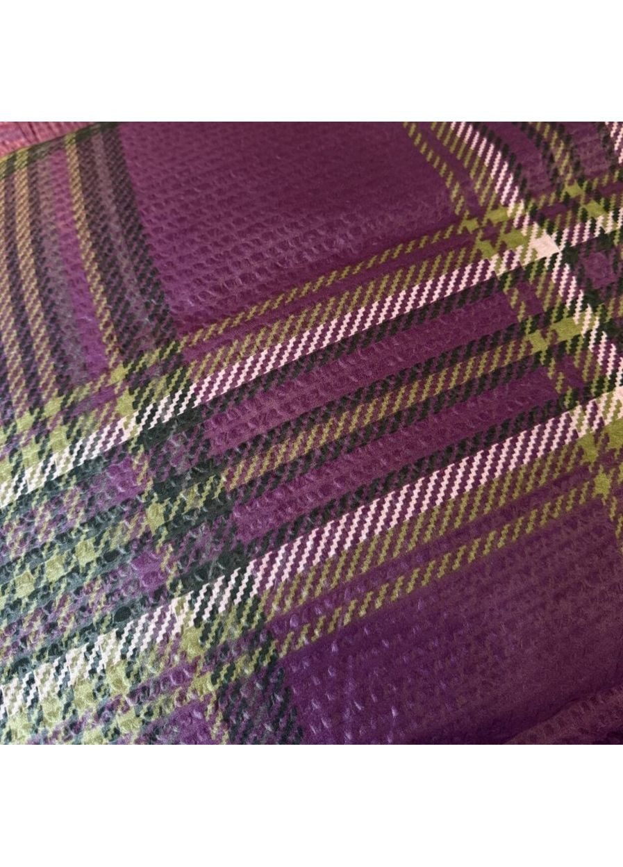 Комплект постельного белья двухспальный евро сливовый Клетка Жатка 673711 Ananasko (362671305)