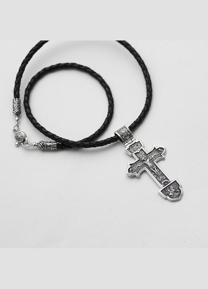 Срібний православний хрест Розп'яття Христове. Деісус. Трійця 132733 Oniks (264024271)