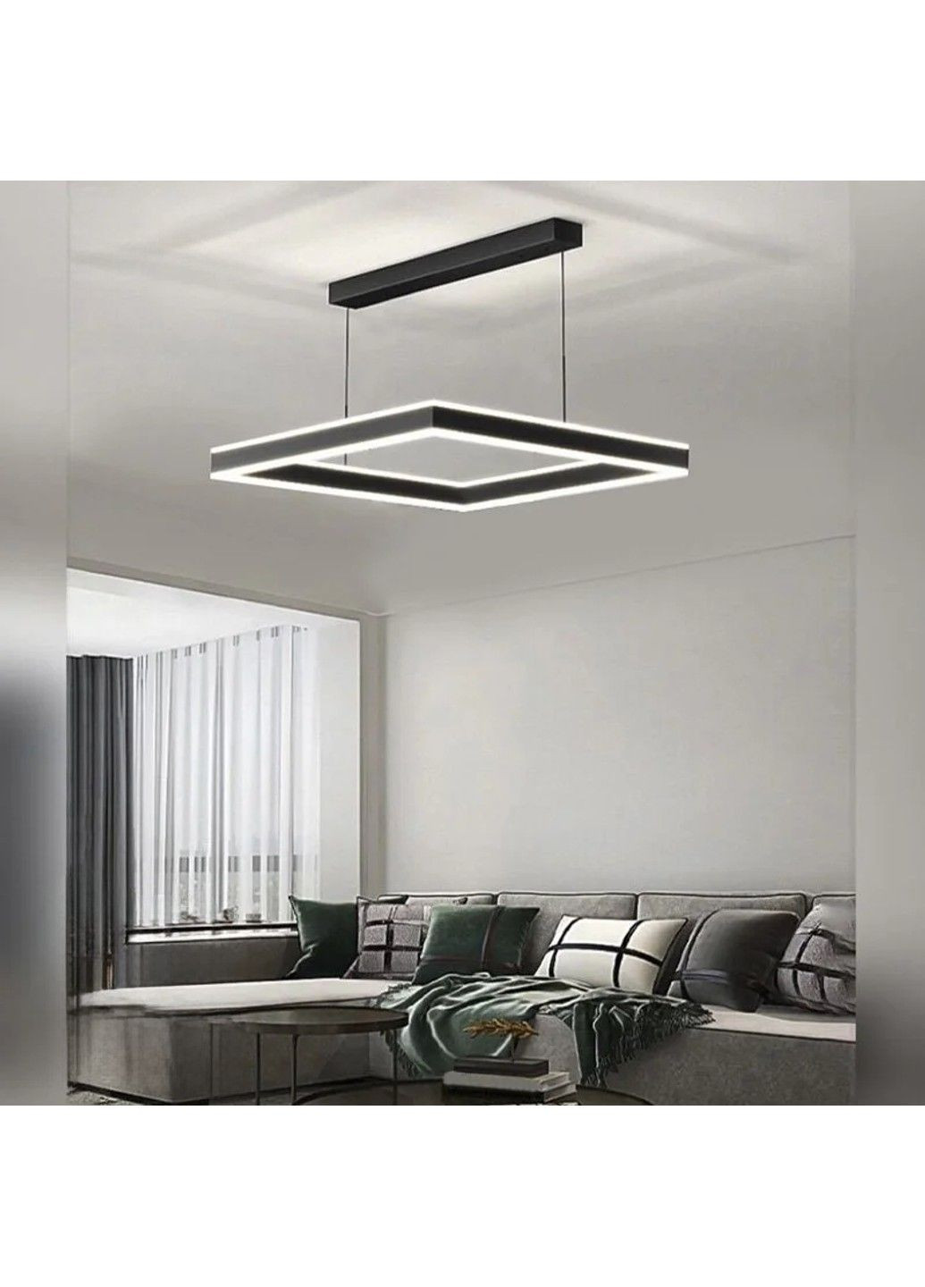 Керована світлодіодна люстра STELLA 100W-S-APP-500x500x1200-BLACK/WHITE-220-IP20 ESLLSE (301020776)