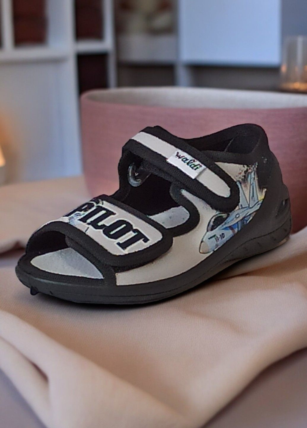 Дитячі текстильні босоніжки відкриті капці капчики тапочки для хлопчика ортопедичні Адам Pilot сірі Waldi (300078953)