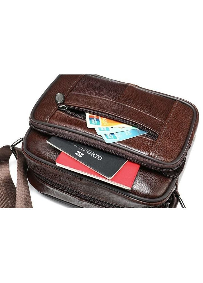 Шкіряна сумка крос боді чоловіча месенджер через плече коричнева 14988 Vintage (329198793)