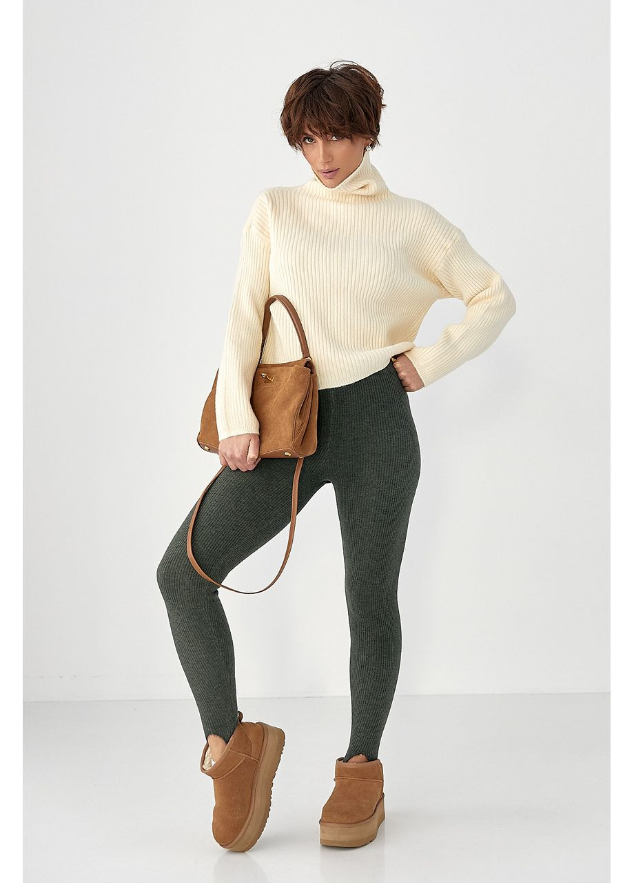 Утеплені лосини в рубчик зі штрипками Lurex (369776144)