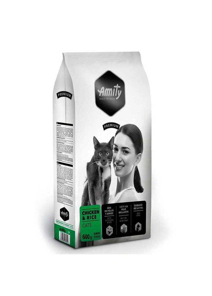Сухий корм для дорослих кішок PREMIUM CATS CHICKEN & RICE з куркою та рисом, 600 г (*) AMITY (355343677)