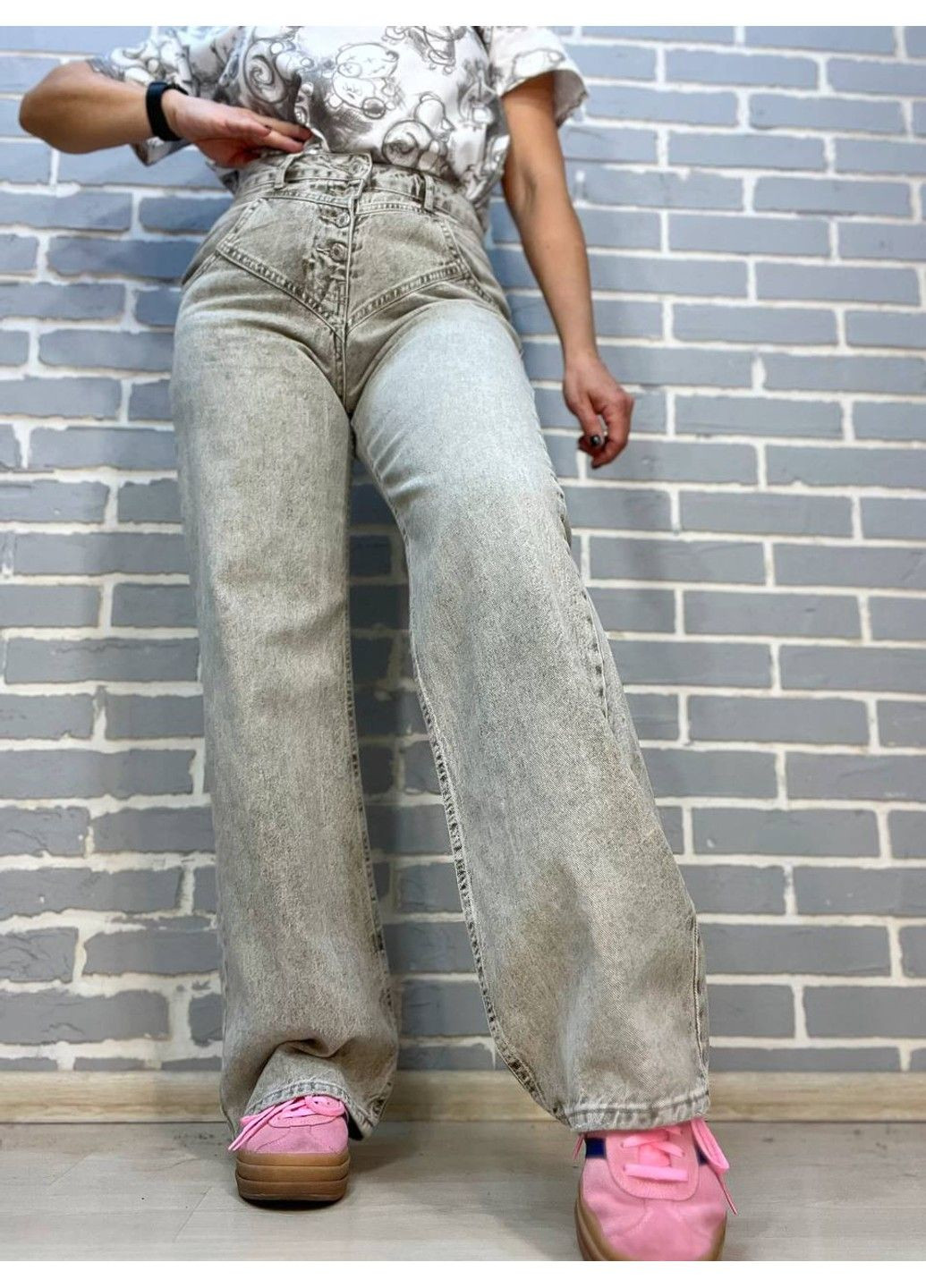 Джинси IT'S BASIC 2909 STRAIGXT кокетка на гудзиках прямі від стегна Its Basic - (304548506)