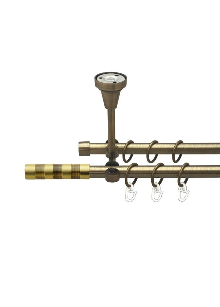 Карниз Сигма металлический двухрядный открытый до стели гладкая труба Антик 16\16 мм 300 см (00-00016962) ORVIT (300282900)