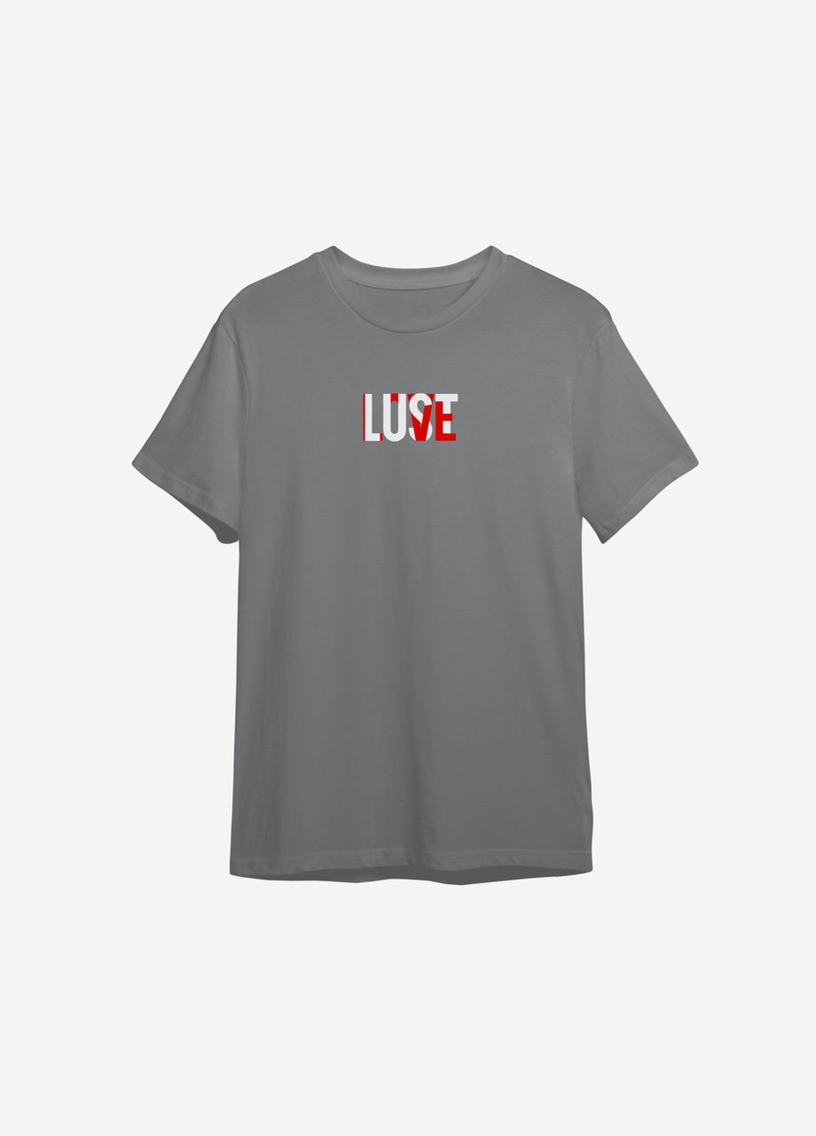 Графитовая футболка с принтом "lust love" ТiШОТКА