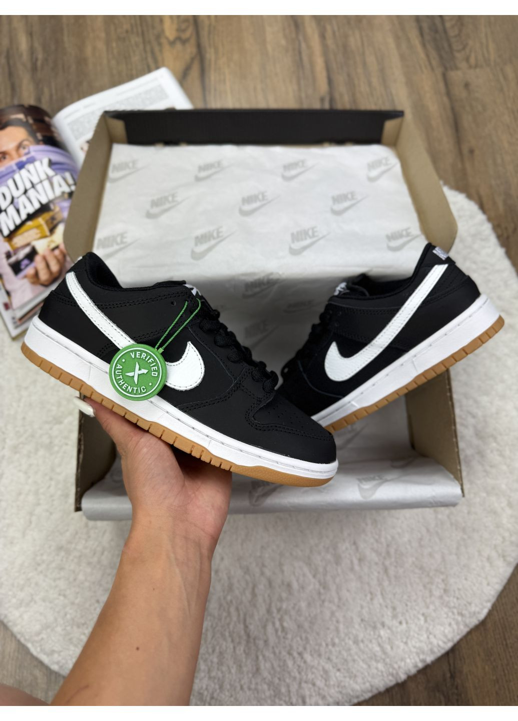 КРОССОВКИ ЖЕНСКИЕ NIKE SB DUNK LOW BLACK WHITE НАЙК СБ ДАНК No Brand чёрные демисезоны (367177405)