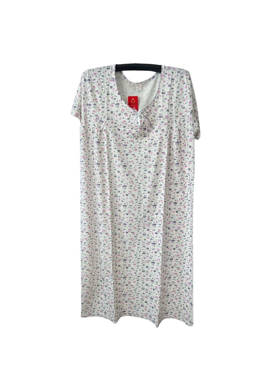 Нічна сорочка жіноча бавовняна біла Квіти р NBB64 ANDIN (344589831)