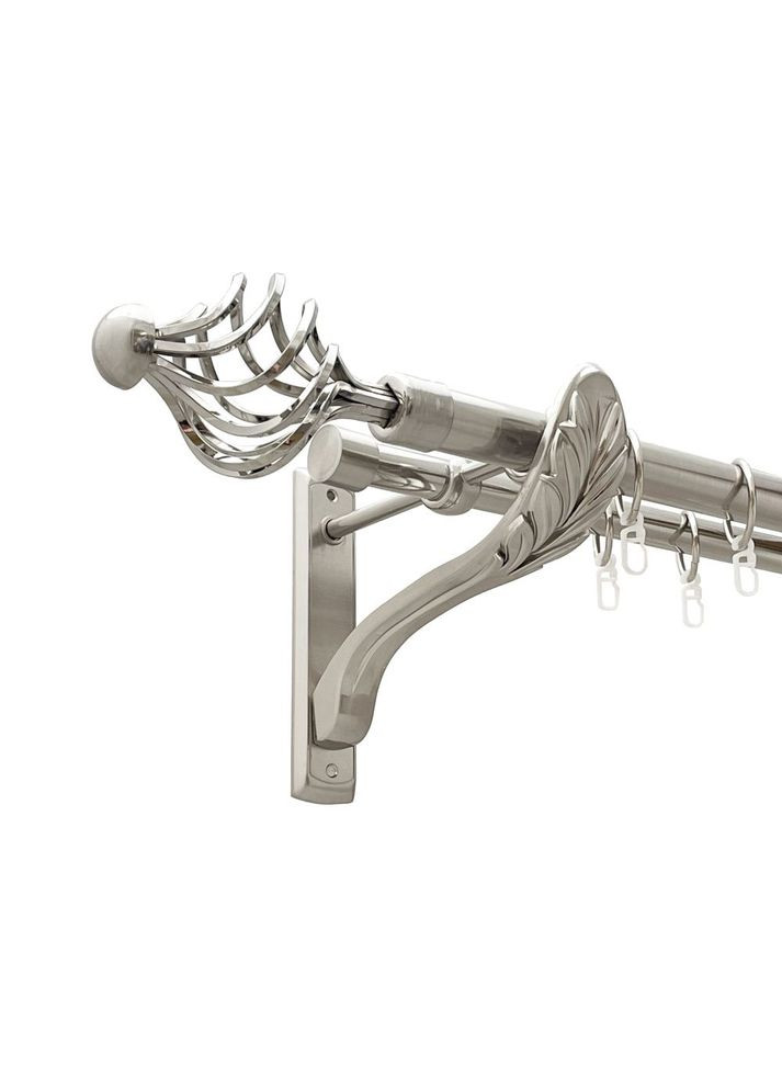 Карниз Арезо металевий дворядний ретро гладка труба Нержавіюча Сталь 25\19 мм 200 см (00-00021580) ORVIT (300688002)