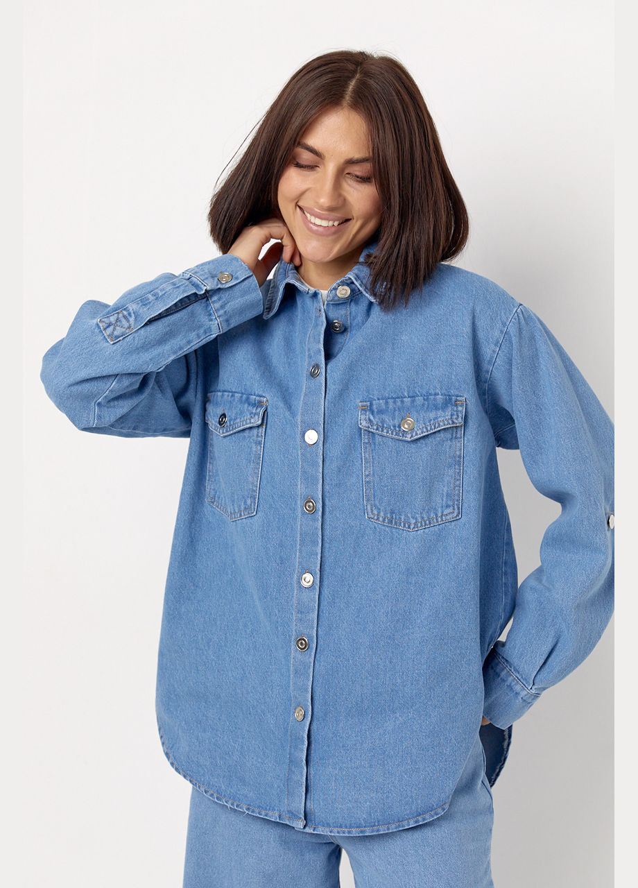 Голубой повседневный рубашка Lurex