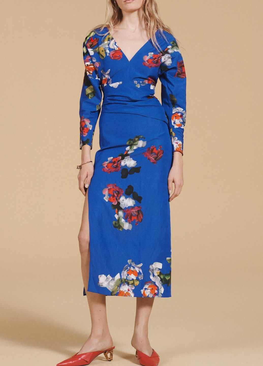 Синя святковий сукня Zara з квітковим принтом