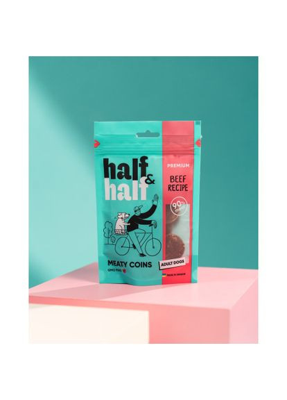 Ласощі для собак у формі м'ясних монеток з яловичиною, 100 г Half&Half (362579104)