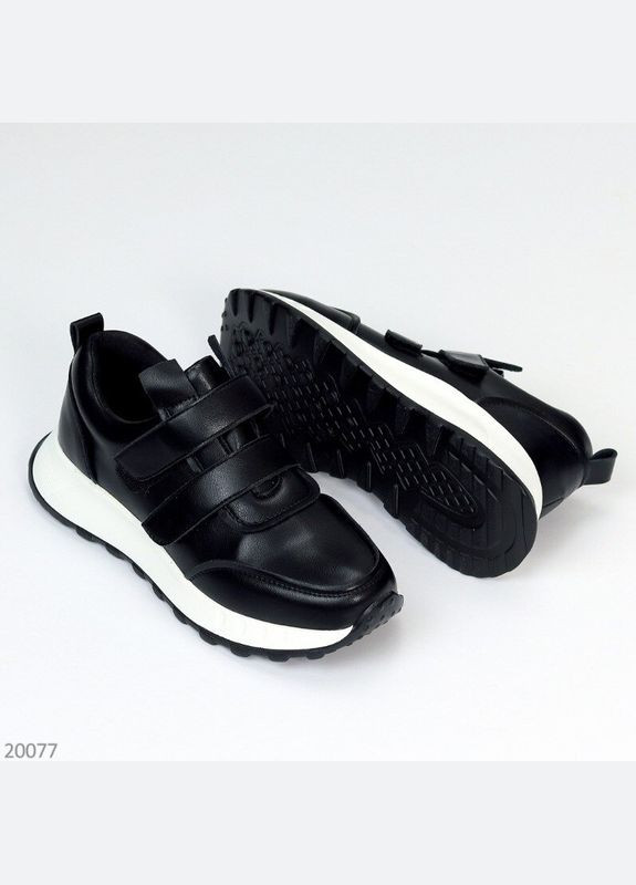 Чорні шкіряні кросівки на липучках, кросівки Yimeili Meris чорні демісезони (300090568)