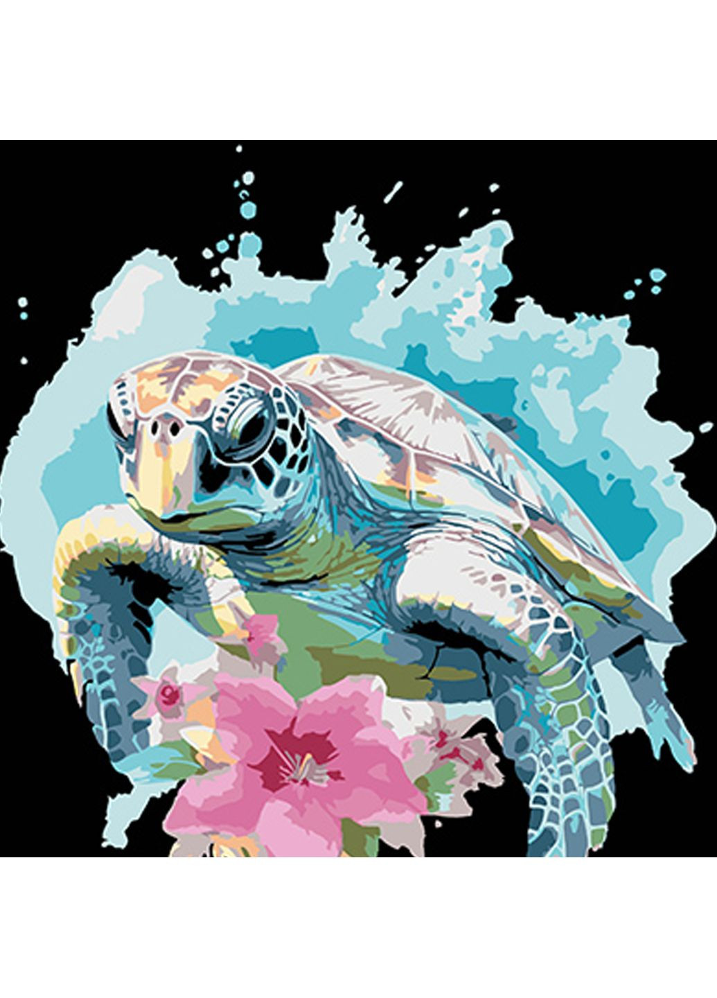 Морская черепаха на черном фоне для творчества и релаксации рисования. Strateg (369759011)