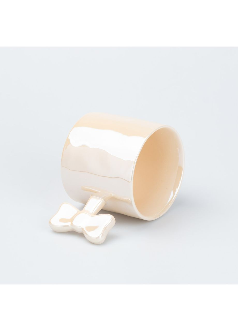 Чашка с ручкой в виде керамическая бантика 350 мл Желтая TS Kitchen (367724613)