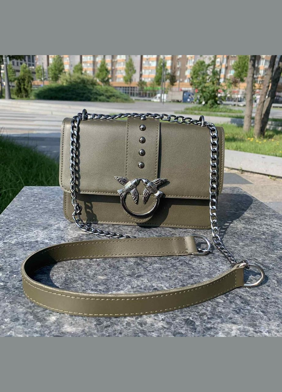 Женская мини сумочка клатч с птичками Зеленый No Brand (298996948)