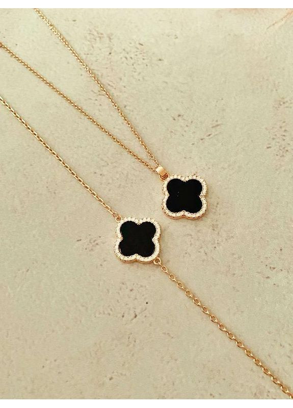 Позолоченная Цепочка (Колье) "Клевер" 40см-45см + Браслет. Позолота No Brand (364502972)