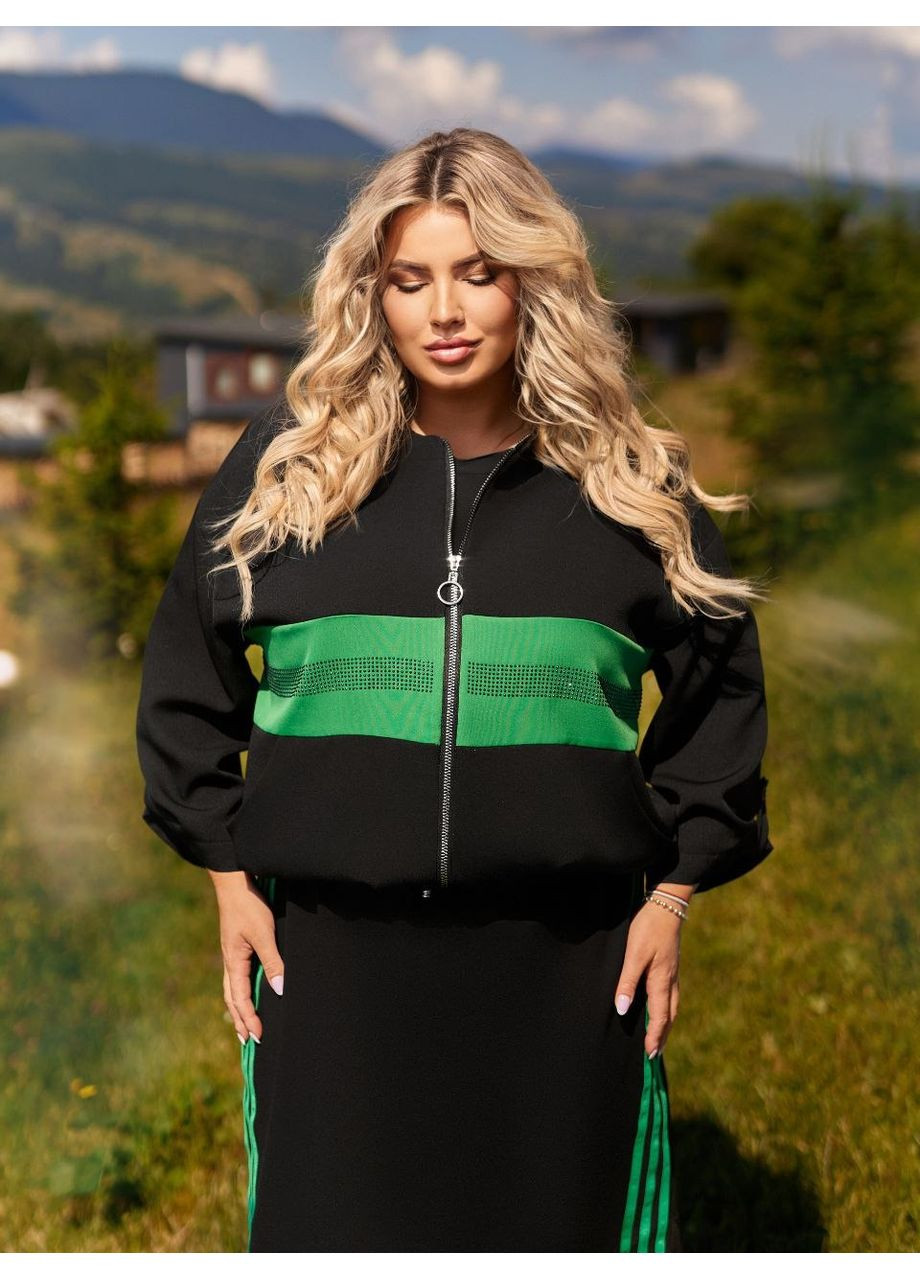 Костюм (бомбер, платье), цвет Зеленый No Brand (361120385)