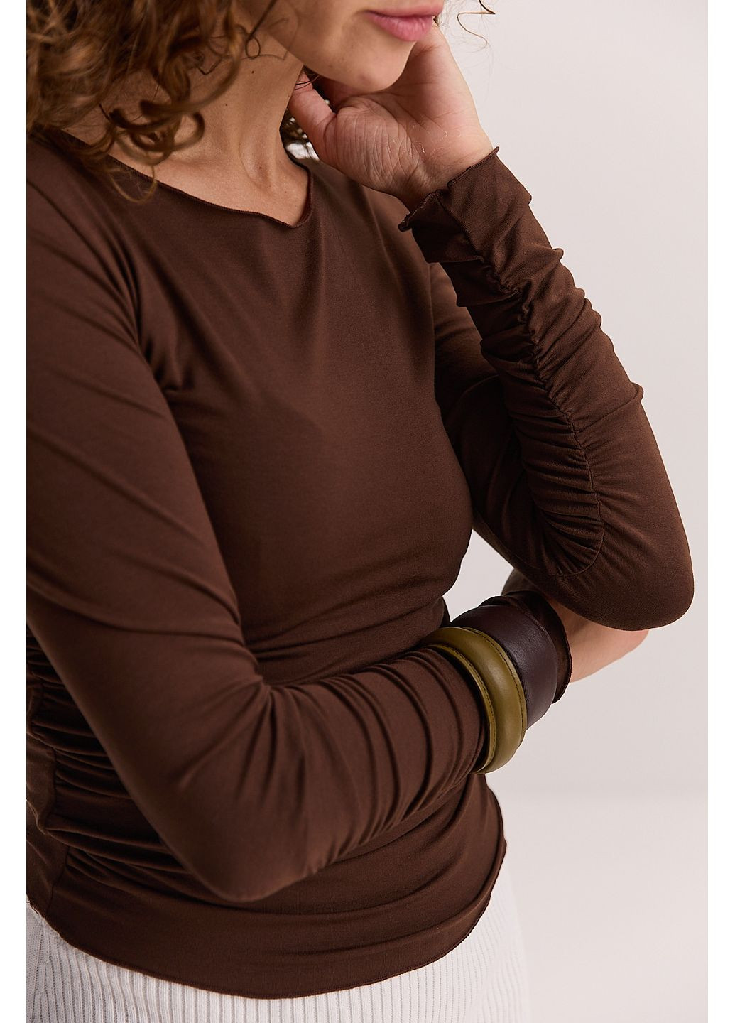 Лонгслив розовый с драпировкой Arjen (353305934)