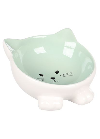 Миска для котов Puzi керамическая, зеленая 125мл (5400585218510) Flamingo (341941721)