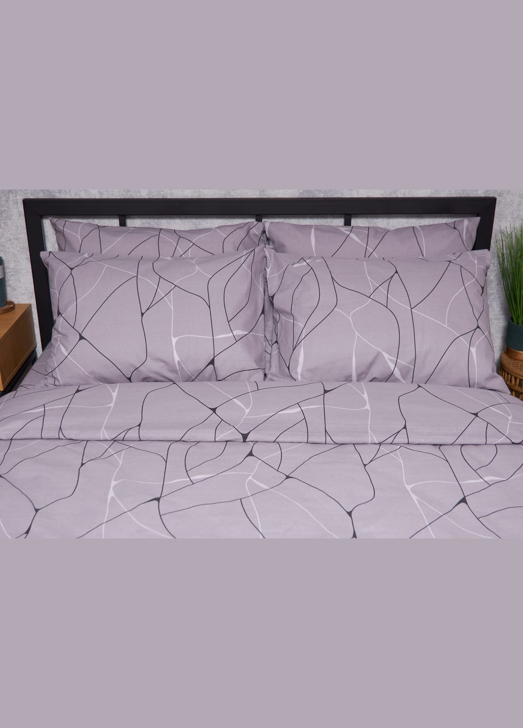 Комплект постельного белья Бязь Gold Люкс King Size 220x240 наволочки 2х50х70 (MS-820002754) Moon&Star Graphite (288535948)