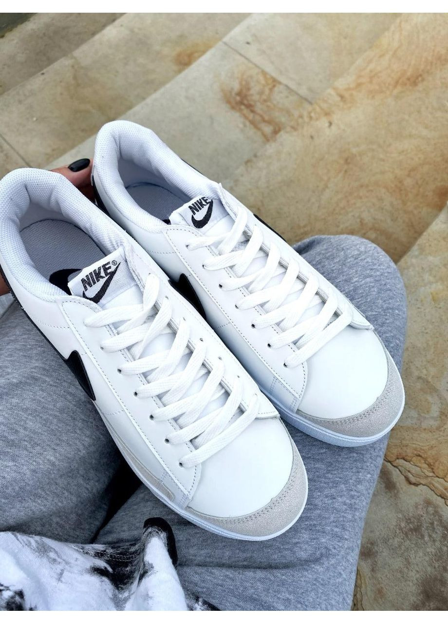 Черные демисезонные кроссовки мужские nike blazer low white black v3 найк блейзер No Brand