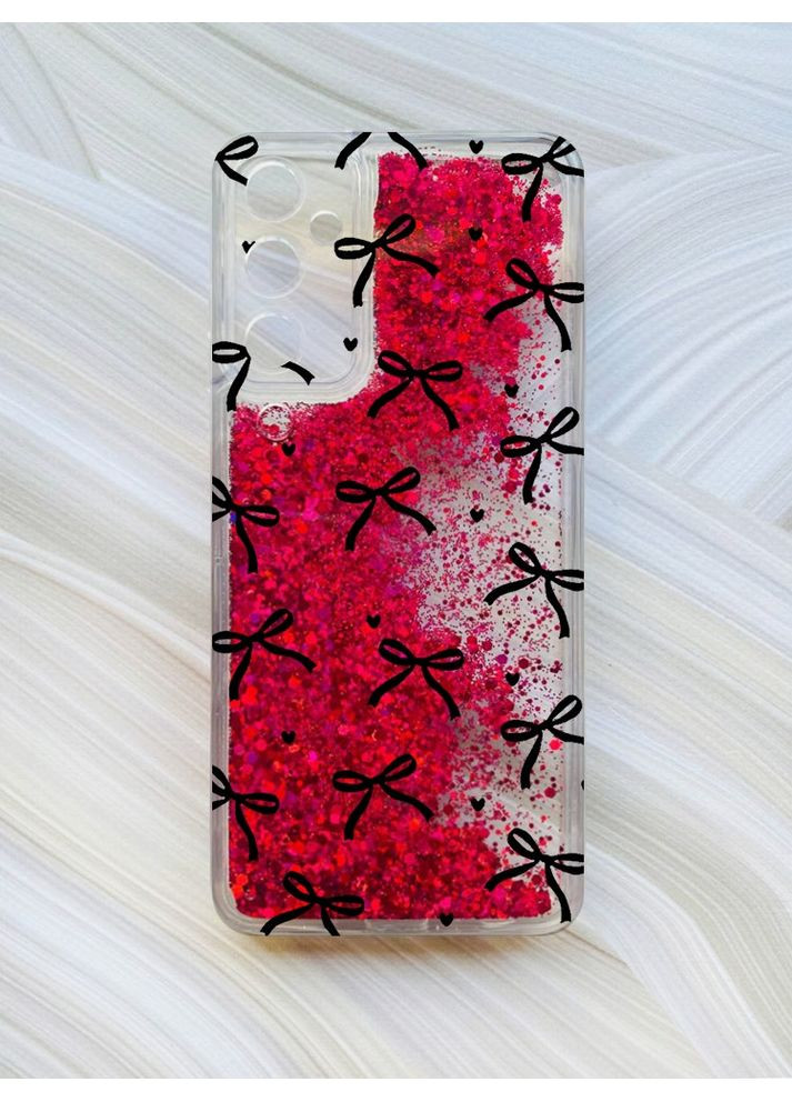 Чохол з плаваючими рожевими блискітками на Samsung Galaxy A25 (A256) Бантики (принт 405) Creative (355400023)