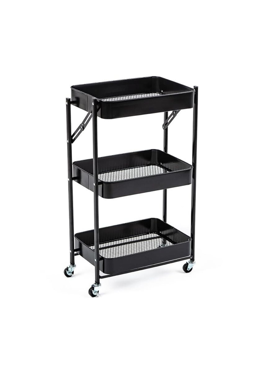 Етажерка мобільна триярусна універсальна з металу чорна 46,5*29*77,5 см SW-00002099 Sticker Wall (316476339)