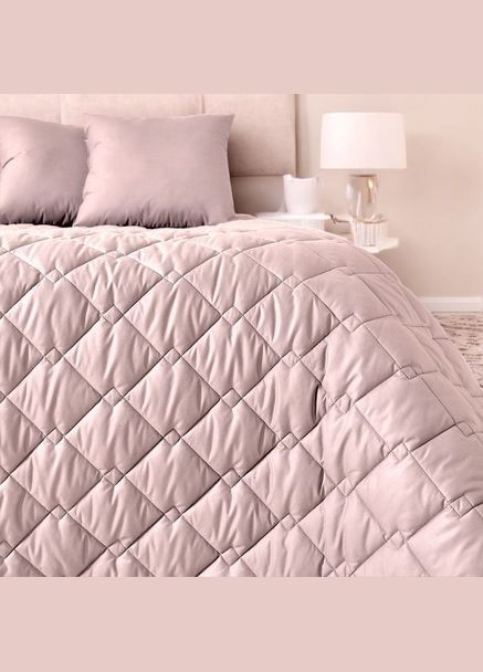 Двустороннее покрывало Cube 180х210 см микрофибра с антиаллергенным волокном, пудра/св.серый (8-32404*005) IDEIA (311226035)