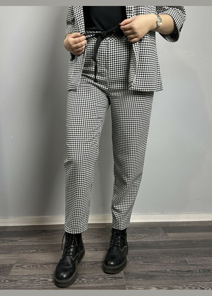 Жіночий брючний костюм чорно-біла гусяча лапка MKNP3354-1 Modna KAZKA (336933548)