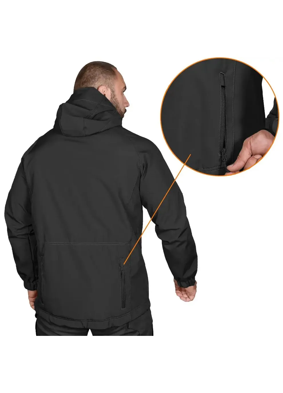 Черная демисезонная куртка stalker softshell Camotec
