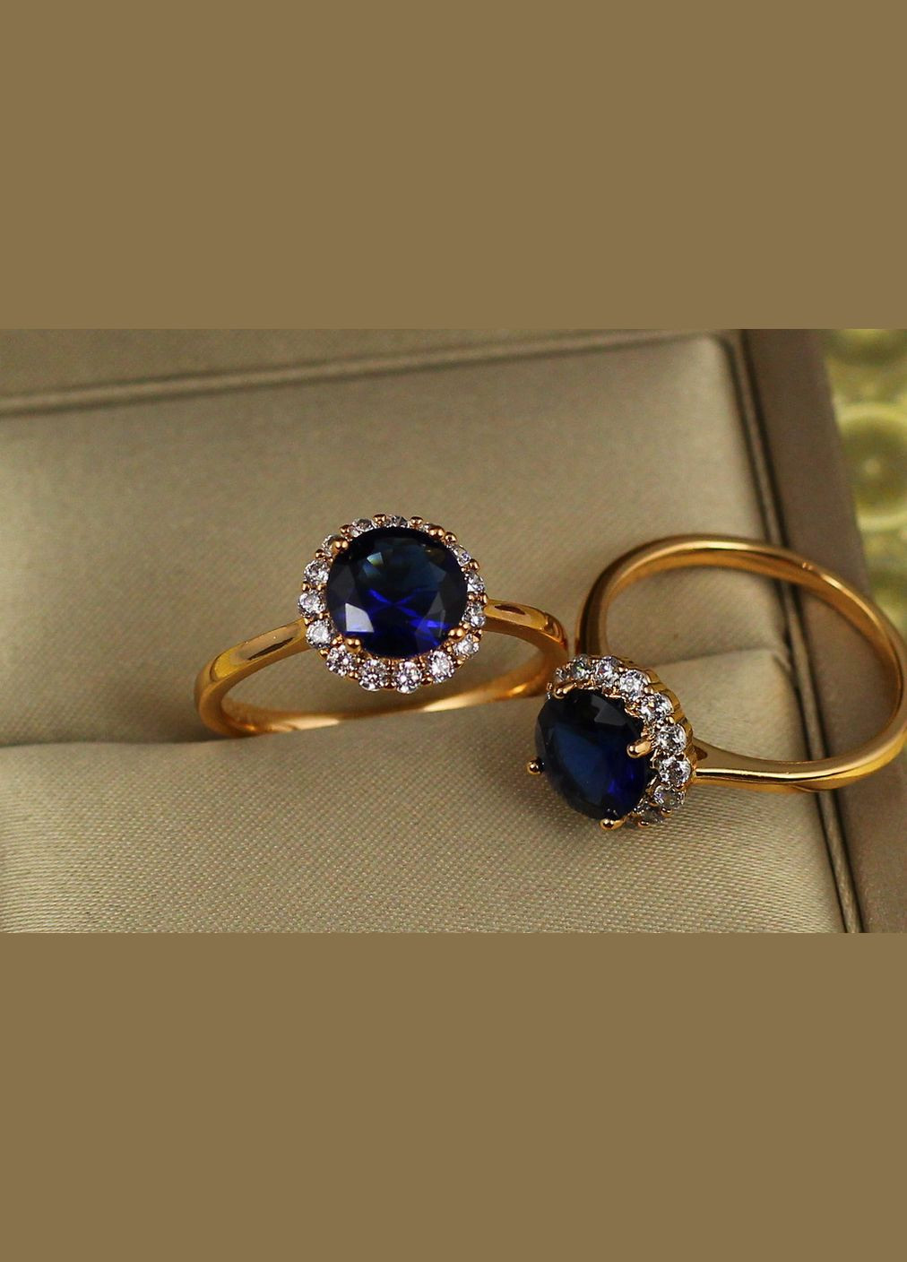 Кольцо две площадки с синим камнем р золотистое Xuping Jewelry (317405088)