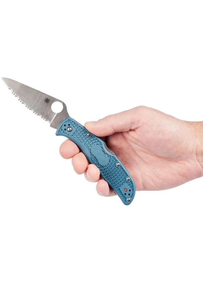 Нож Endela, K390, серрейтор blue, легкий, карманный, для туристов, 87 мм, 91 г Spyderco (395592533)