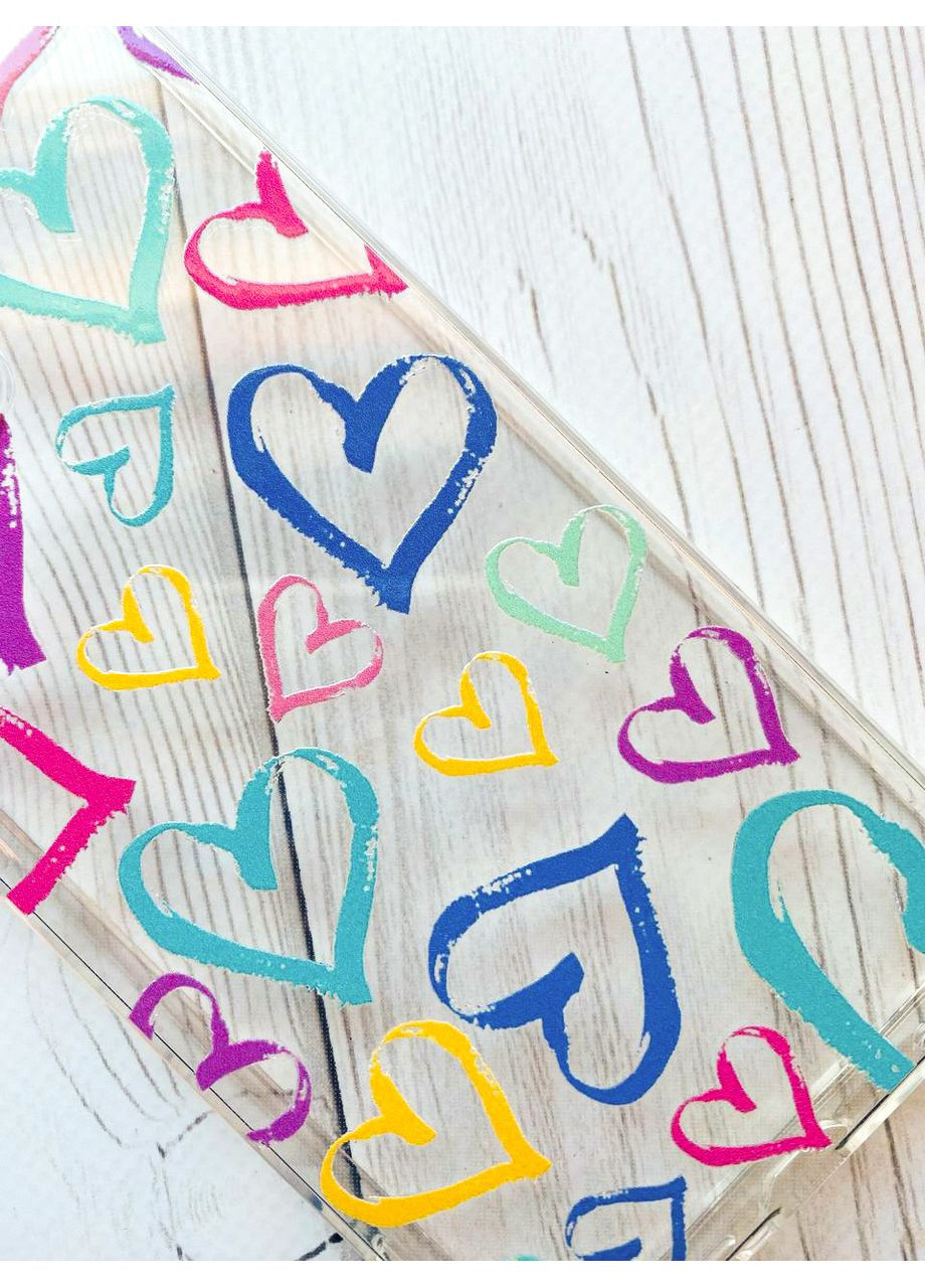 Прозорий чохол на Xiaomi Redmi Note 9T/Redmi Note 9 5G:: Різнокольорові сердечка (принт 332) Creative (360703098)