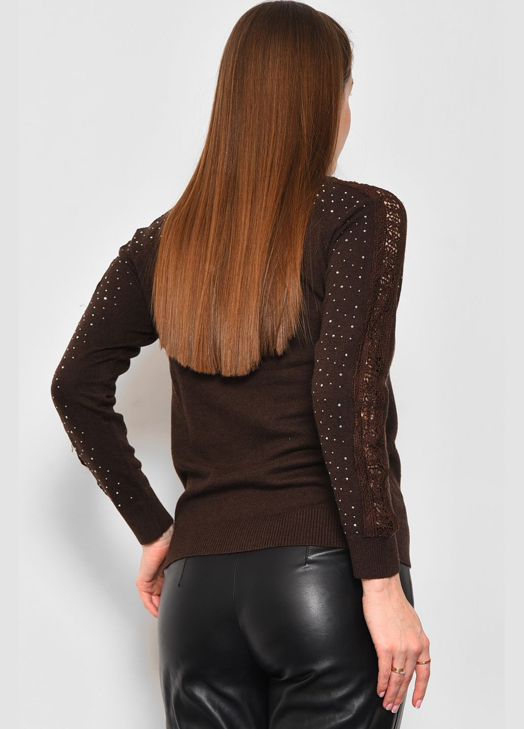 Коричневый зимний свитер женский коричневого цвета пуловер Let's Shop