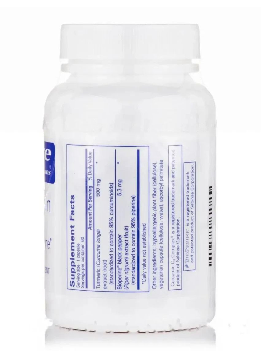 Куркумін 500 з біоперином (Curcumin 500 with Bioperine) 60 капсул Pure Encapsulations (361116299)