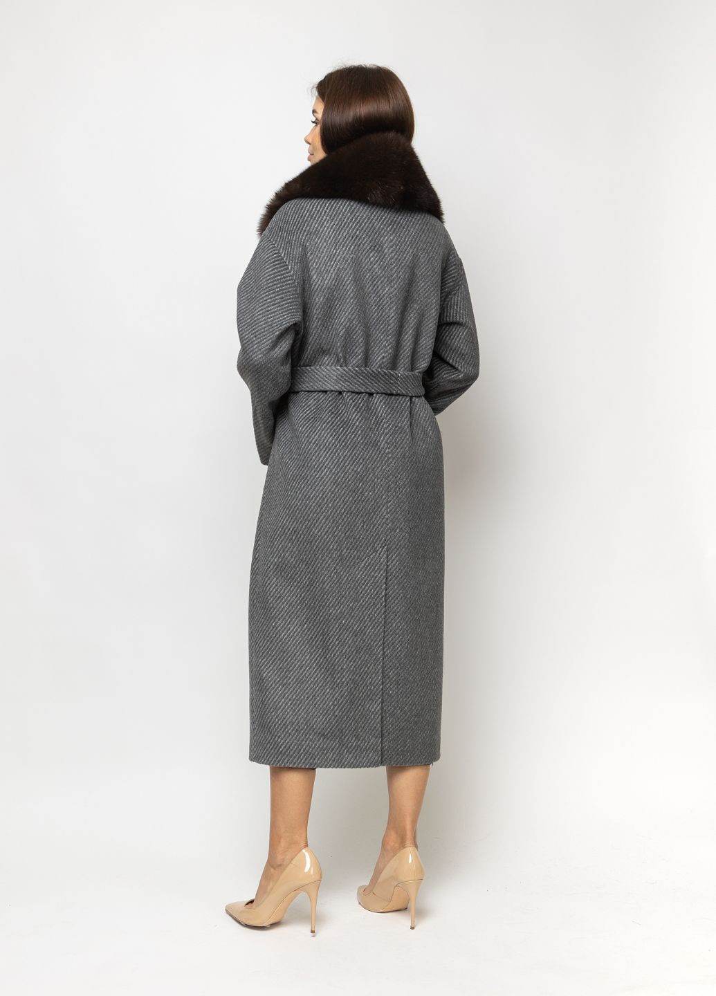 Сіре зимнє Пальто утеплене, довге оверсайз CHIUAS