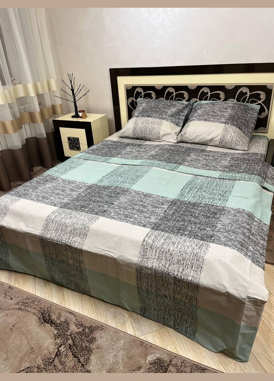 Постельное белье хлопковое Узоры Полуторное 150 x 220 Бязь Серое 70 х 70 No Brand (280911586)