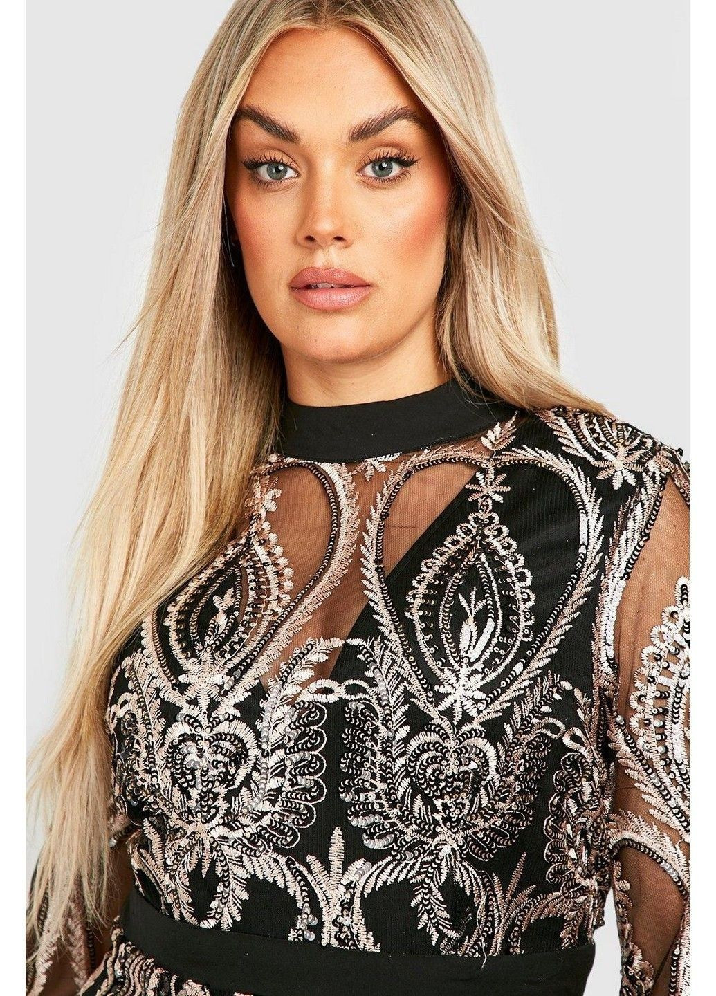 Черное коктейльное платье Boohoo с рисунком