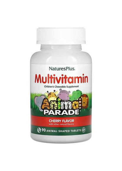Source of Life, Animal Parade, мультивитамины и микроэлементы для детей, вкус вишни, 90 таблеток в форме животных Nature's Plus (370135398)