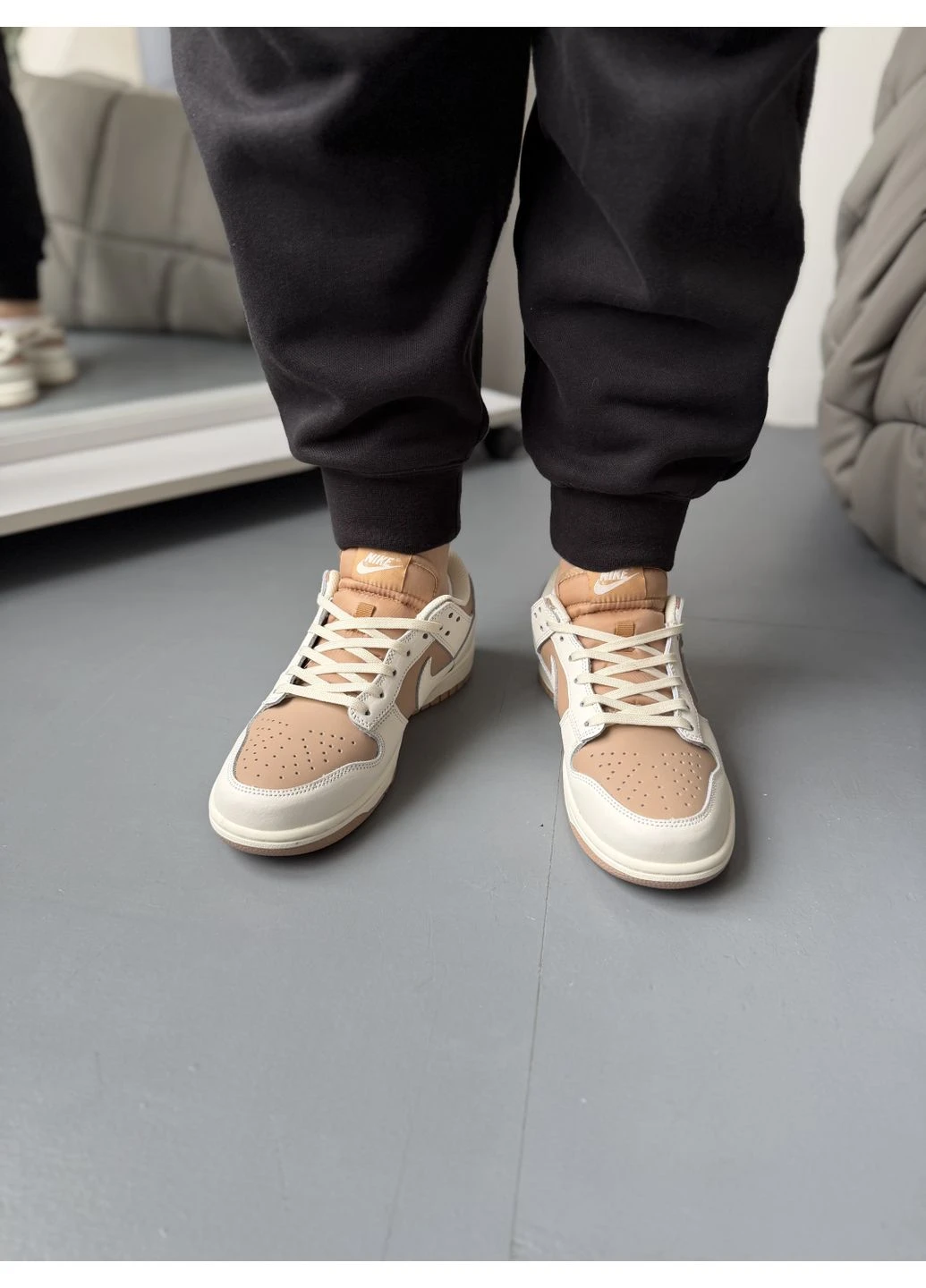 Белые летние кроссовки nike dunk low next nature white brown найк данк No Brand