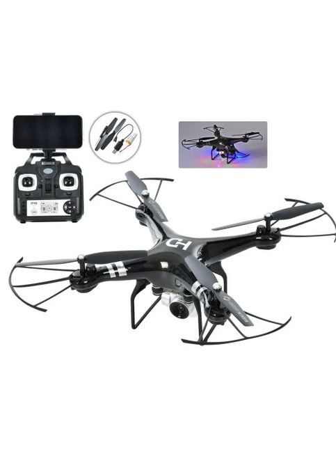 Квадрокоптер із камерою на радіокеруванні CK-23 акумулятор USB зарядне додаткові лопаті світло 27см Чорний Mhz (363831054)
