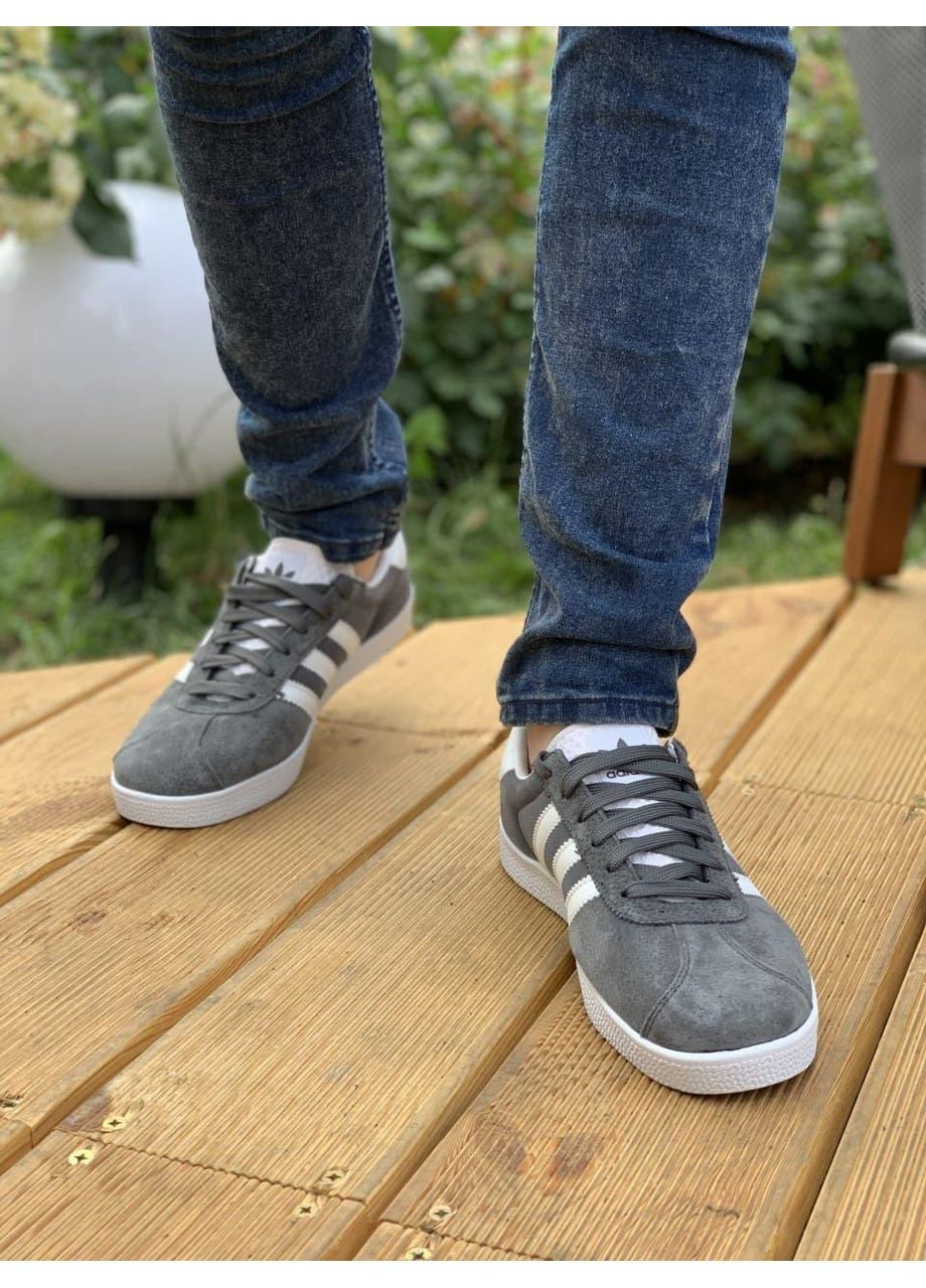 Сірі Осінні кросівки чоловічі adidas gazelle grey адідас газель No Brand