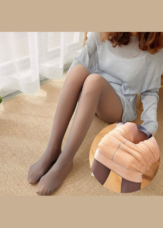 Колготки на флисе эффект капронок с закрытой стопой 300 грамм капучино 8414 One Size No Brand (315155673)